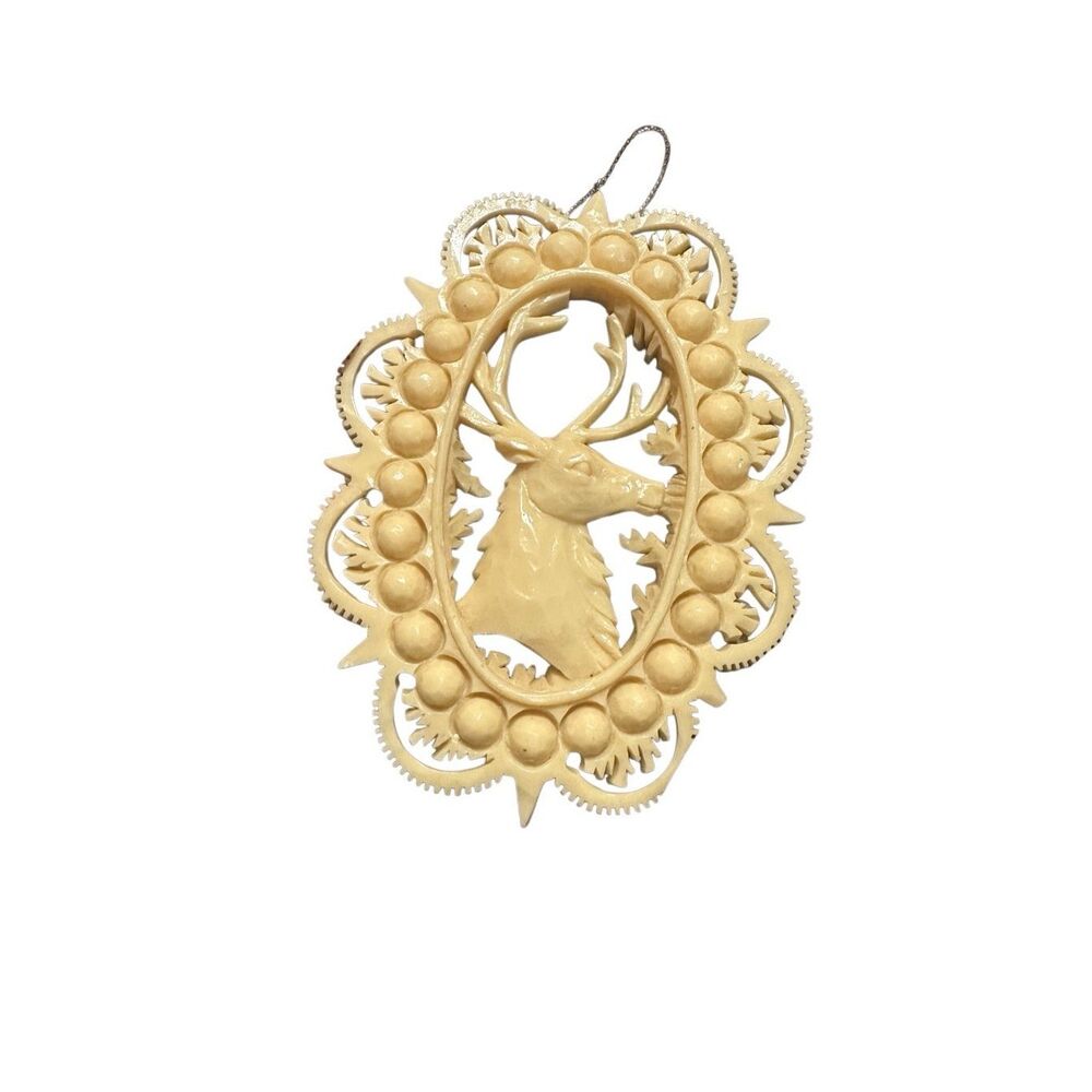 Deer Buck Stag faux bone/horn Holiday Ornament Decoration